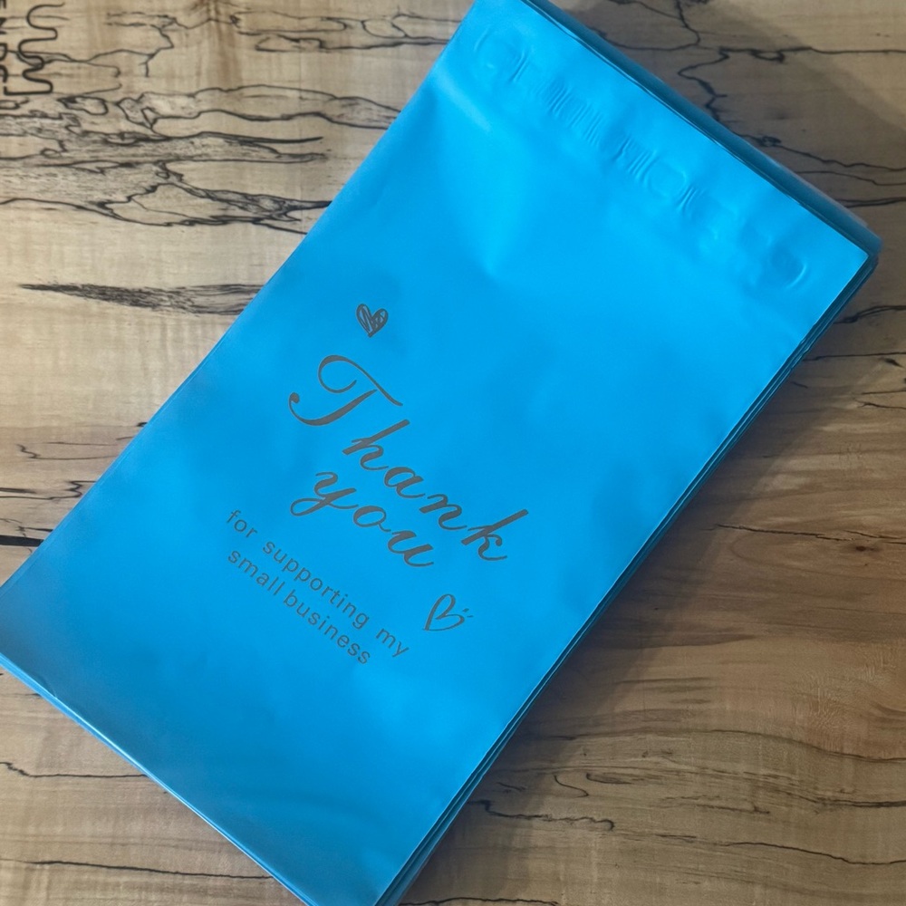 🩵Blue & Gold 9x7 Thank You Poly Mailers #2 - Med Pack - Shipping Supplies